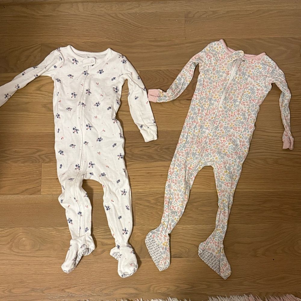 Carter's White and Multicolor Floral Footies